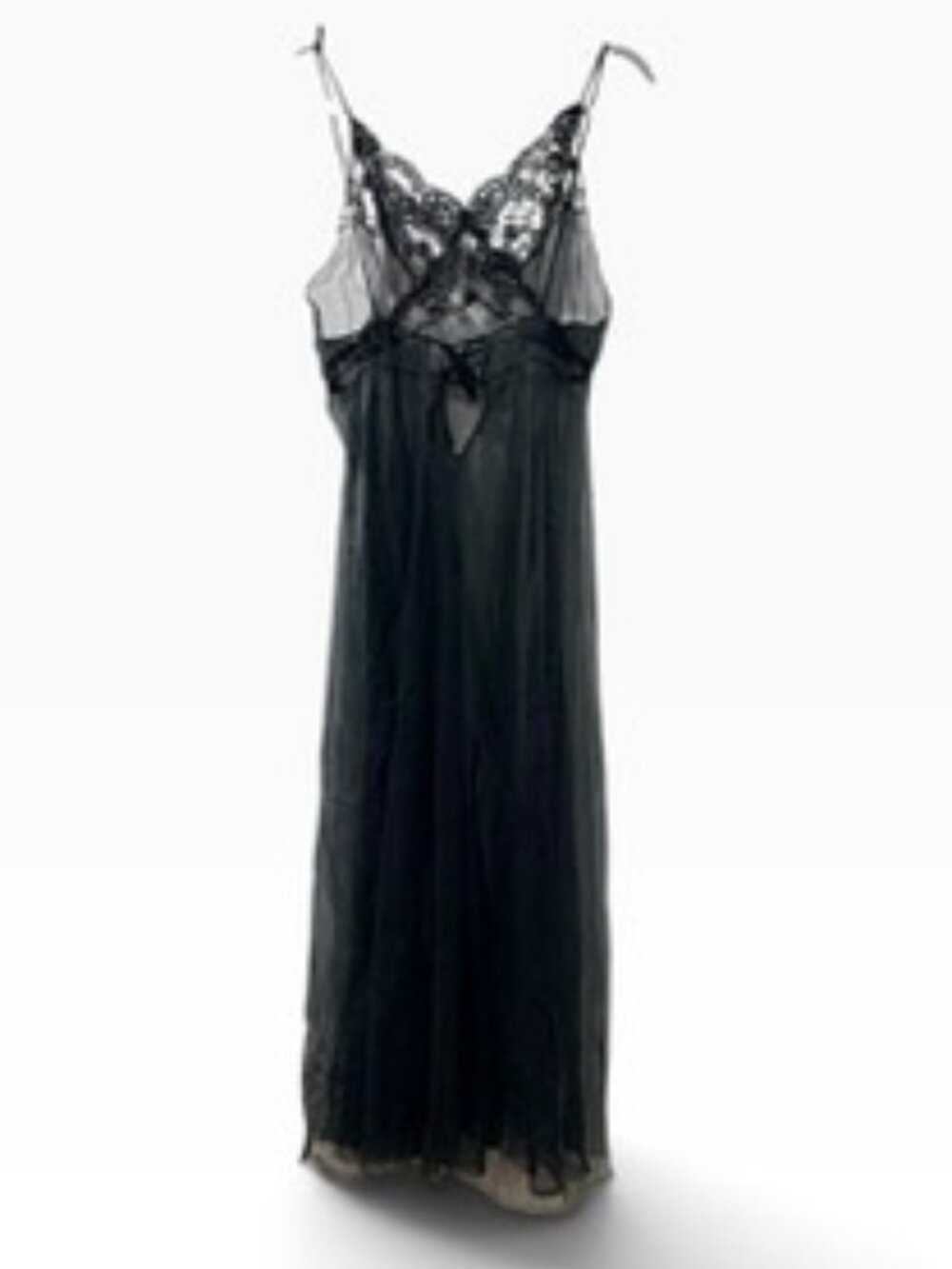Vintage Black Lace Maxi Slip Dress from Montgomery Ward 70's Women's Size L